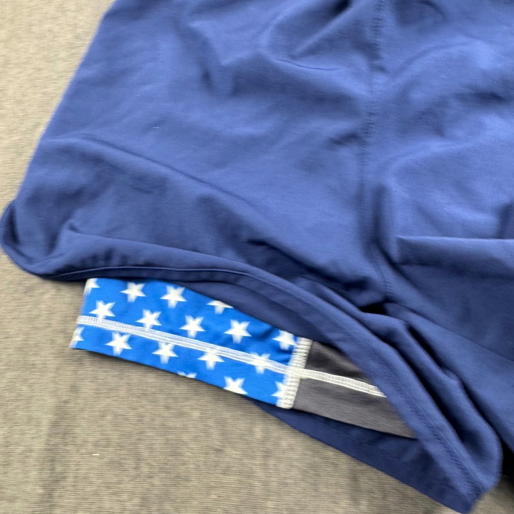 BCG Running Shorts Mens Medium Navy Blue American Flag Liner 2-in-1 Athletic - Picture 3 of 9